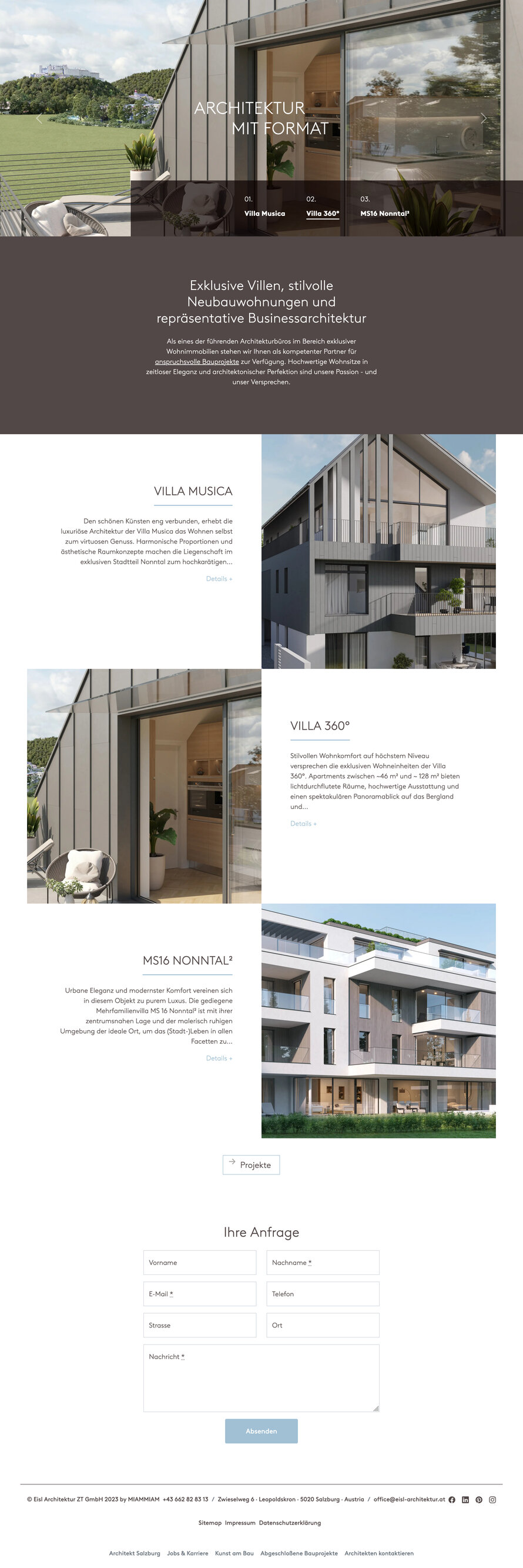Webseite Eisl Architektur