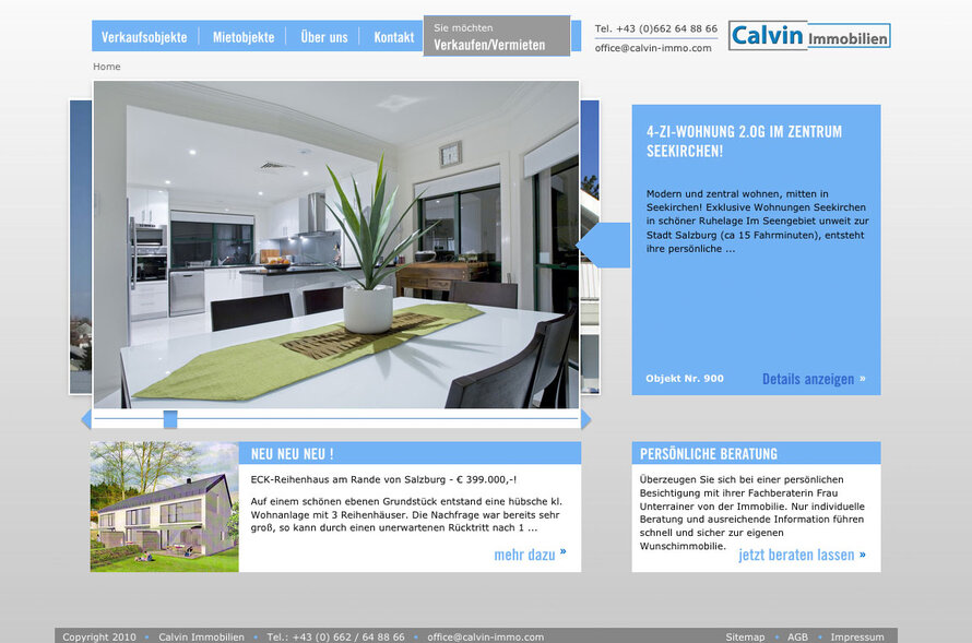 Webseite Calvin Immo